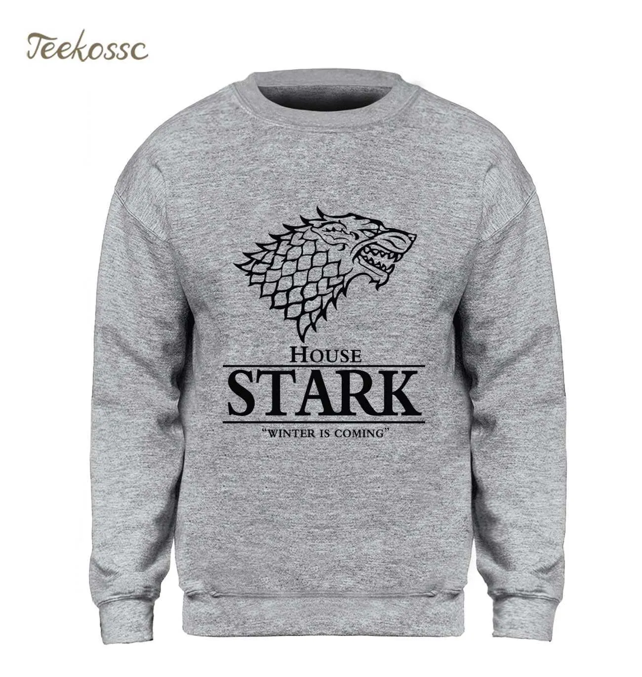  Sweatshirt Men House Stark Hoodie A Song of Ice and Fire Crewneck Sweatshirts Fleece Warm Wolf Streetwear Mens