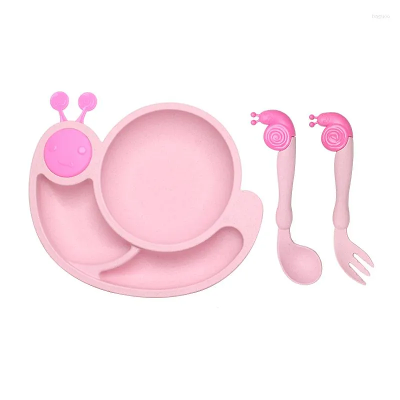 Flatware sets schattige cartoon keukenplaten biologische afbreekstable tarwe vezel kinderen kinderen servies servies servies set