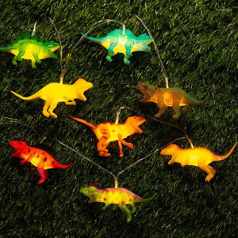 Strings Creative 8 LEDS Silicone Dinosaur Led String Lights Garland voor kerst Halloween Room Decorations Navidad Decor Jaar cadeau