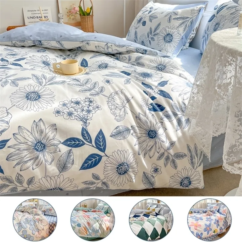 Bedding sets FourSeason Universal Flower Style Cotton Bedding Set 1 Duvet Cover 2 Pillowcases No Sheets Suitable for Singles or Couples 221010