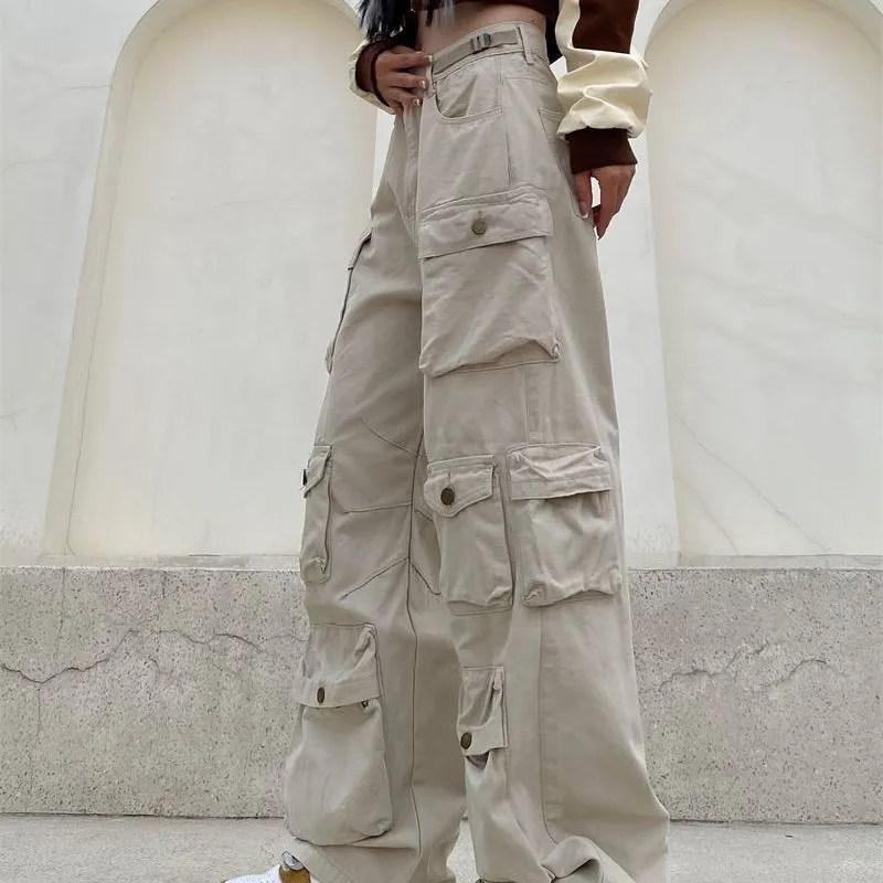Damesbroeken S Vintage zware industrie functionele wind Multi Pocket Cargo Pant S Hiphop Casual High Taille Streetwear Women Y2K 221011