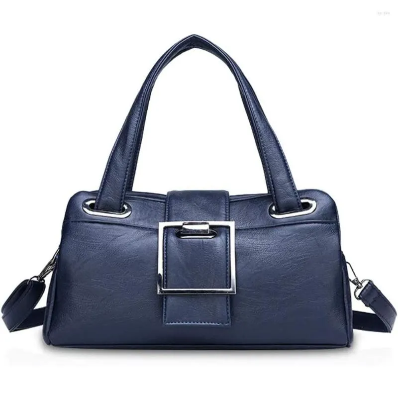 Sacs de soirée Femme Sacs à main pour dames Mode Sac à main Bandoulière Rétro PU Cuir Bleu foncé