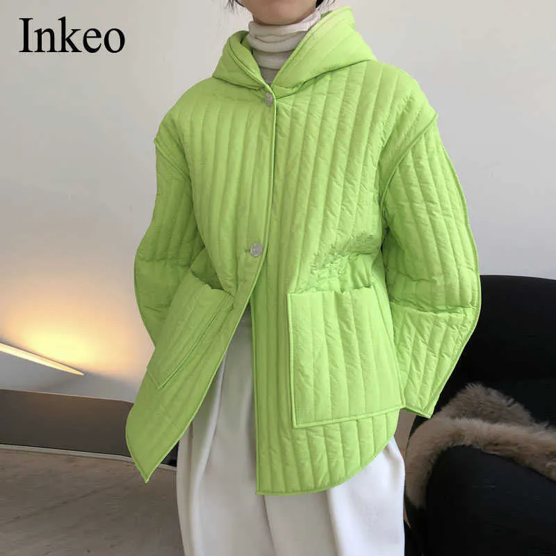 Parkas en duvet pour femmes High street Manteau matelassé chaud pour femme Mode hiver vert fluo Femme Veste rembourrée surdimensionnée Outwear INKEO 9O121 T221011