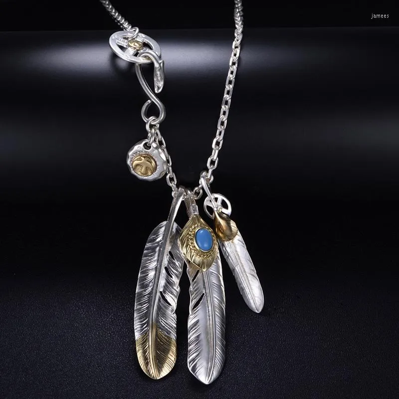 Pendant Necklaces SO Taijiao Chain Set Takahashi Goro Style Feather Necklace Women's Men's Sweater Pendants For Jewelry Man