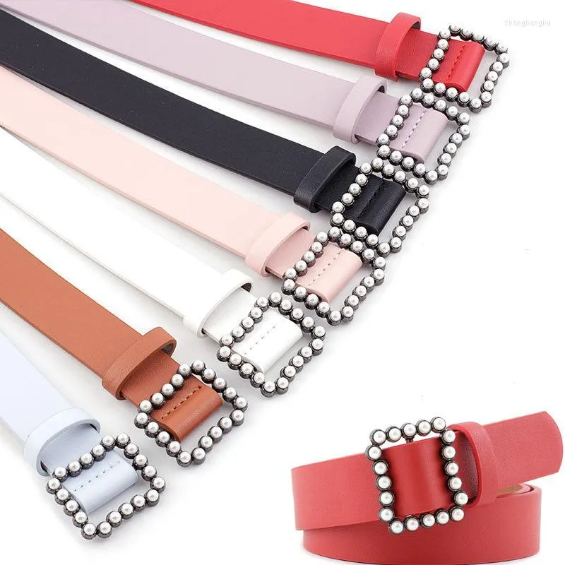 Gürtel Damengürtel Weiße Perle Breiter weiblicher Metalldornschnallenriemen für Damen Jeans Bund Cirture GirdleBelts GürtelGürtel