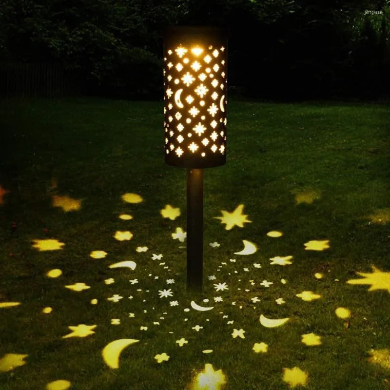 Lanternas solares lunar estrela oca impermeável à prova de lâmpada ao ar livre jardim pátio pátio paisagem gramado pathway decoração iluminação