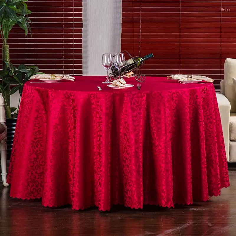 Table Cloth 1PC White Beige Red 8 Colors El Banquet Polyester Jacquard Dining Cover Wedding Decoration Round Tablecloth