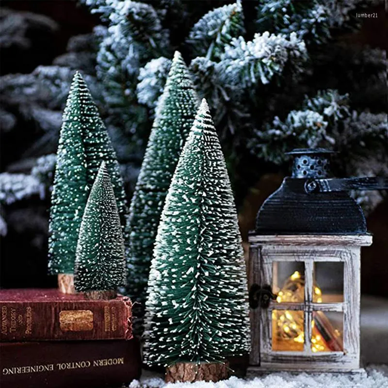 Kerstdecoraties Leuke mini -boom 10/15/20/25 cm kunstmatige dennendecoratiejaar DIY Xmas huis ornamenten