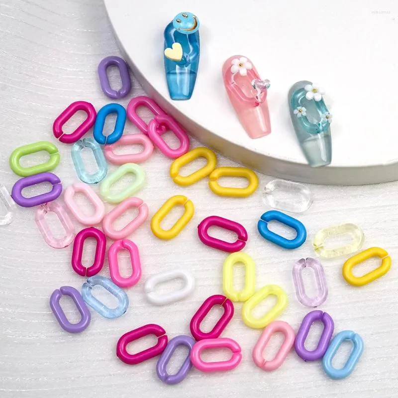 Nail Art Decorations Mixed Chain Charms 3D Colorful Cute Jelly Parts DIY Transparent Rhinestones Candy Color Accessories