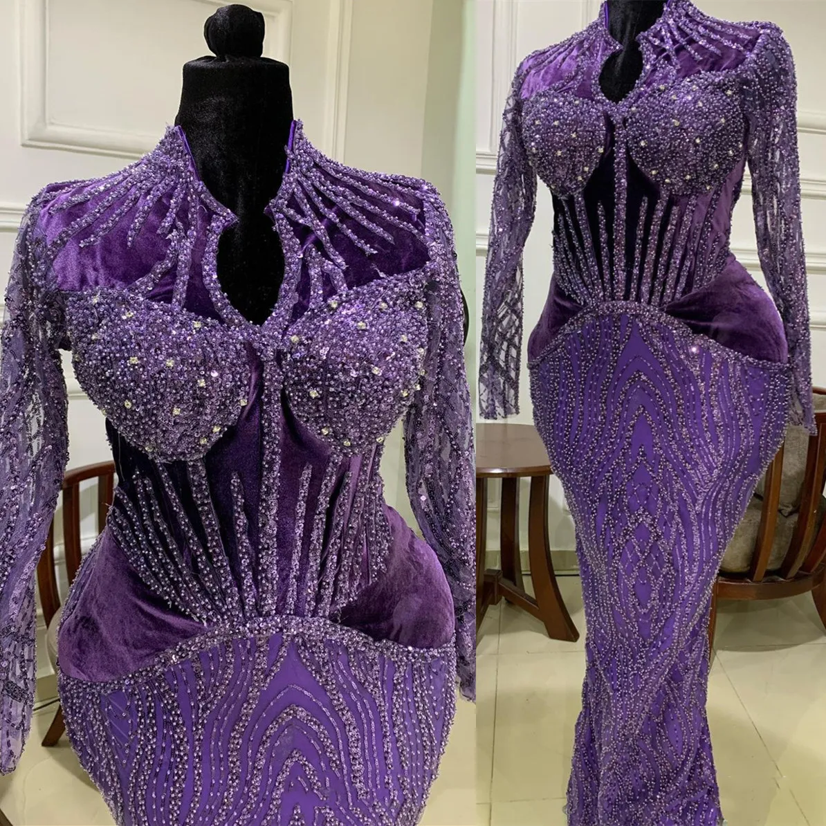 2022 Arabiska aso ebi mantel lyxiga balklänningar pärlor kristaller kväll formell parti andra mottagning födelsedag engagemang klänningar klänning zj622