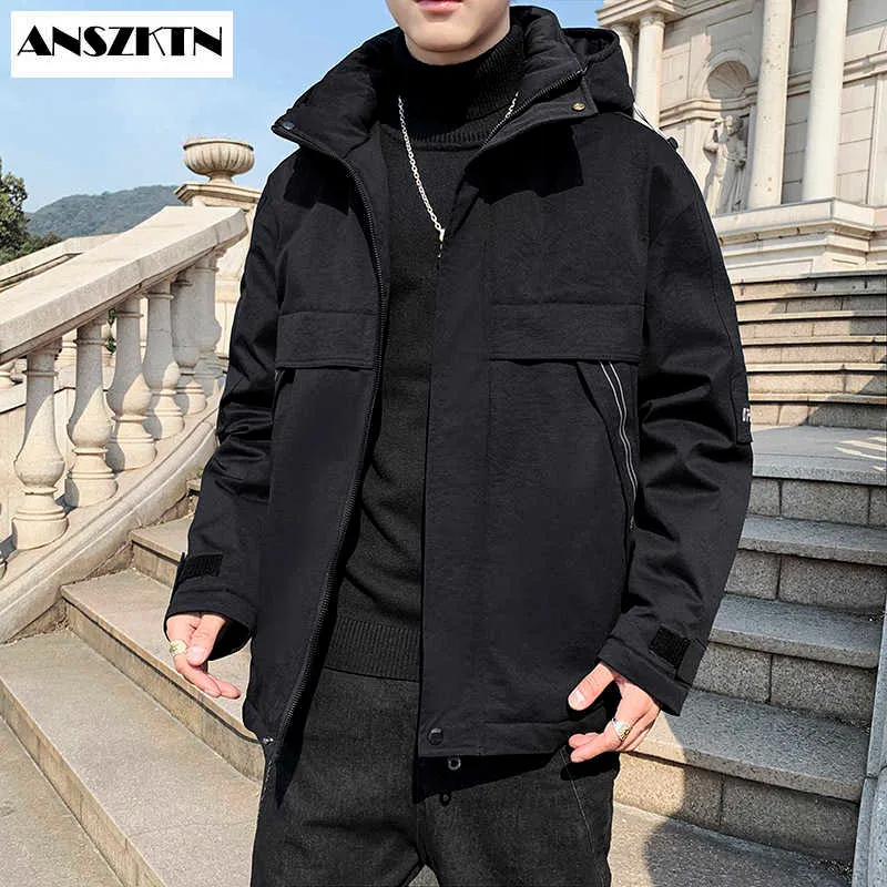 Piumino da uomo ANSZKTN 2020 autunno e inverno nuovi uomini con cappuccio piumino casual spesso caldo lungo cappotto invernale uomo abbigliamento solido G221010