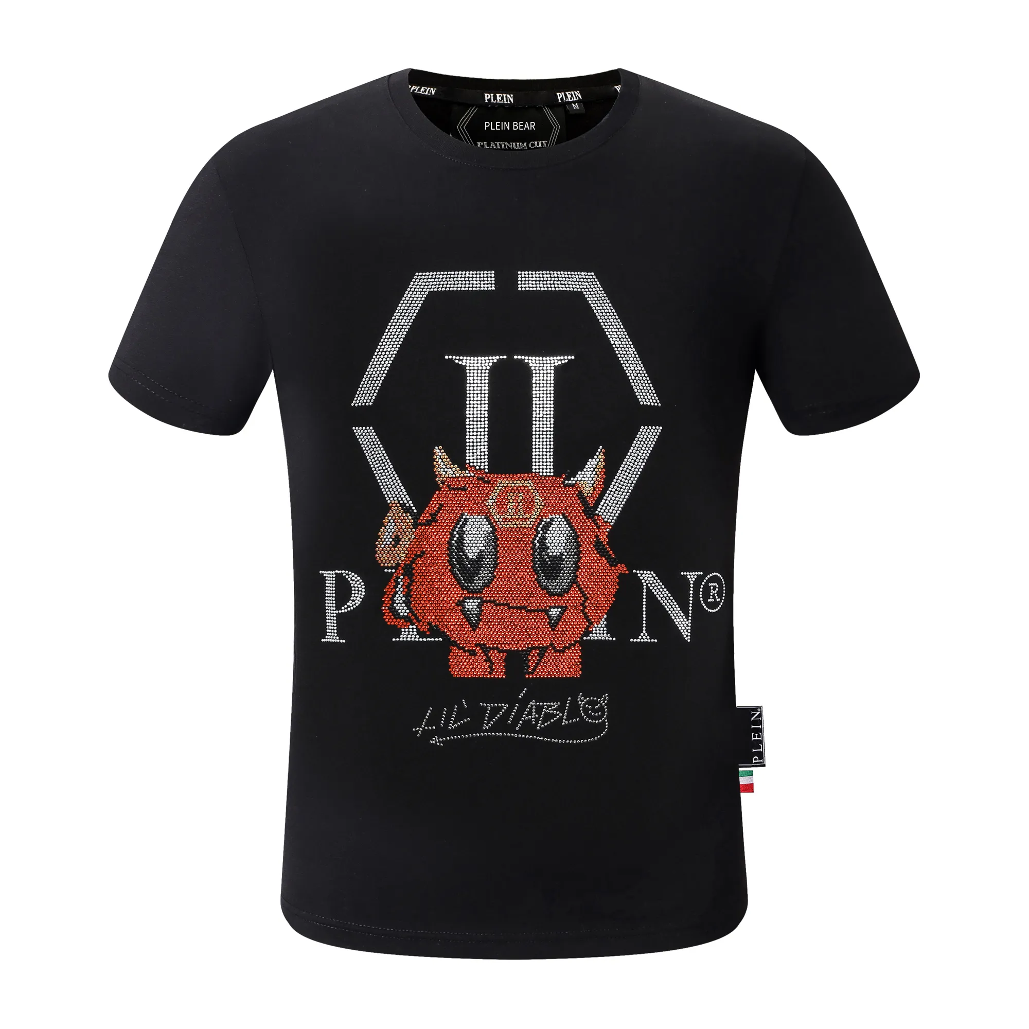 PLEIN BEAR T SHIRT Mens Designer Tshirts Brand Clothing Rhinestone PP Skull Men T-SHIRT BACK ROUND STONES SS STONES Clássico Hip Hop Streetwear Tshirt Top Tees PB 160640