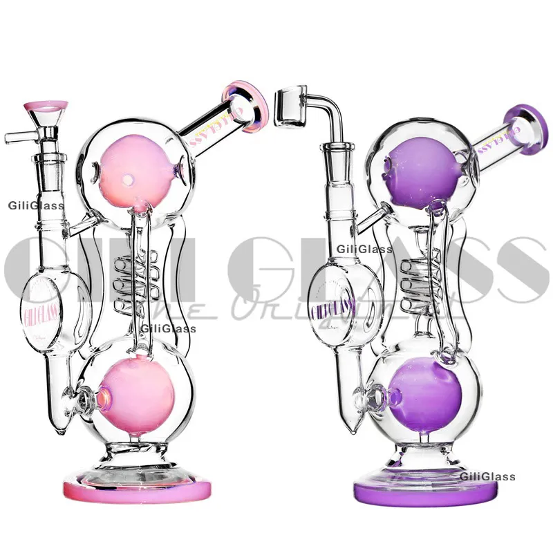 10 Zoll Recycler Shisha Glass Bong Öl Rigs Wasserrohre Bongs Dab Rig Percolator Matrix Kopftes Wasserrohr Bubbler Raucherzubehör