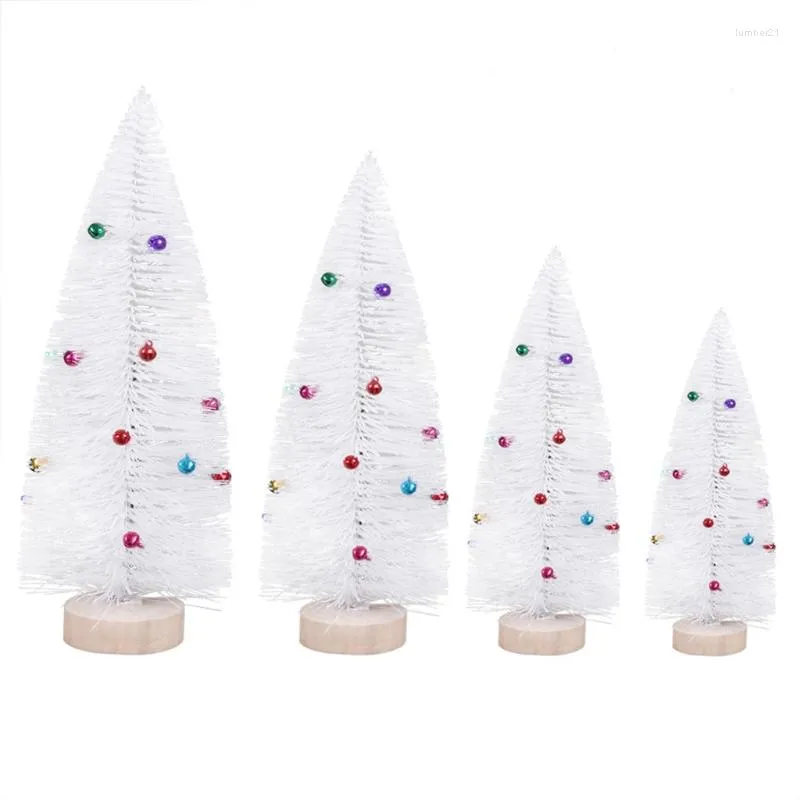 Juldekorationer W3ja 15/20/25/30 cm Mini Tree Miniature Ornament White Pine Sisal Cedar With Colorful Bells Decoration