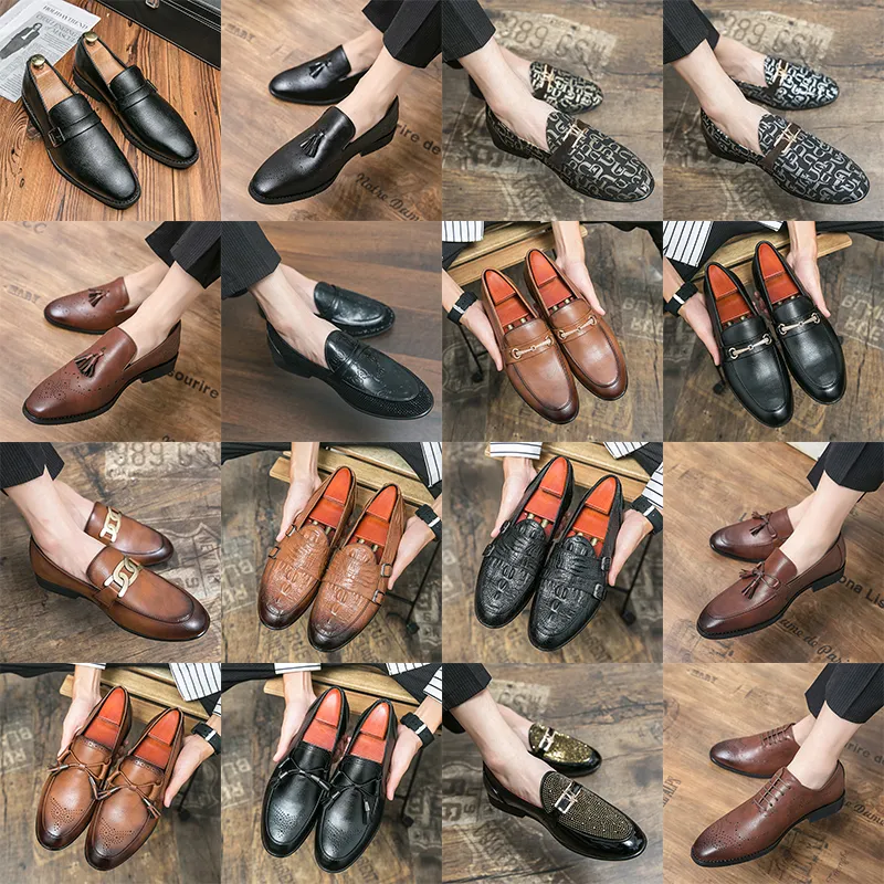 Luxe richelieu chaussures oxford bout pointu chaussures en cuir brodé strass gland boucle en métal végétalien haut de gamme hommes mode formelle chaussures décontractées diverses taille38-47