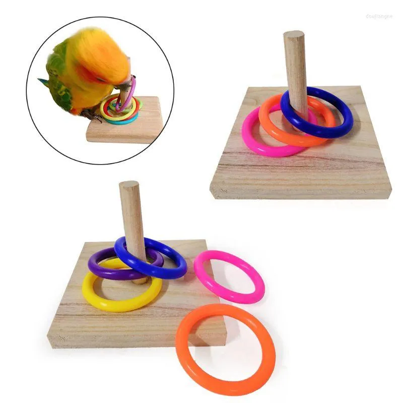 Other Bird Supplies Educational Toy Wooden Platform Rings Parrot Intelligence Training K1MF