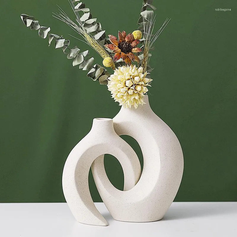 Vasen, kreative Vase im europäischen Stil, Ins-Keramik-Kuschelset, Dekoration, weiß, unglasiert, Kunsthandwerk, Zuhause, Wohnzimmer, Schlafzimmer