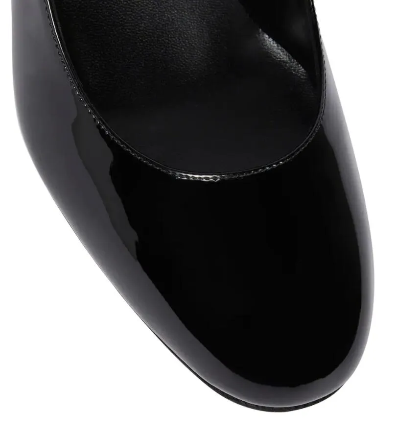 A113 sapatos paris marca feminina sandálias bombas sapato salto alto miss 55mm bomba de couro patente mary jane alça dupla