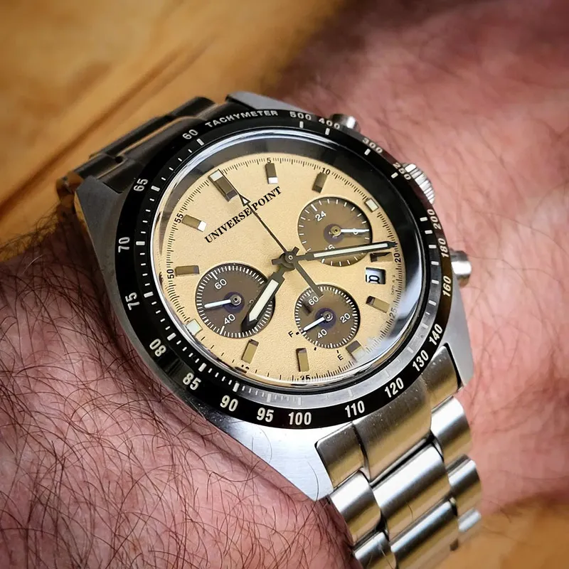 Luksusowy zegarek Top Steel Band wielofunkcyjny panda Three Eyes Quartz Fashion Business Chronograph Watch Relogio Masculino Prezent na 1960