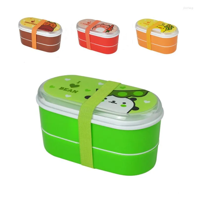 Учебные посуды высококачественные мультфильм Healthy Plastic Lunch Box 600 мл Bento Boxes Container Lunchbox