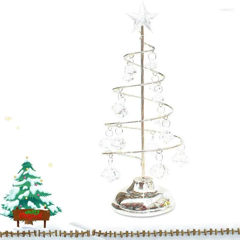 Decorações de Natal Treça de mesa Light Up Decoration Decor LED Silver/Gold Spiral Artificial