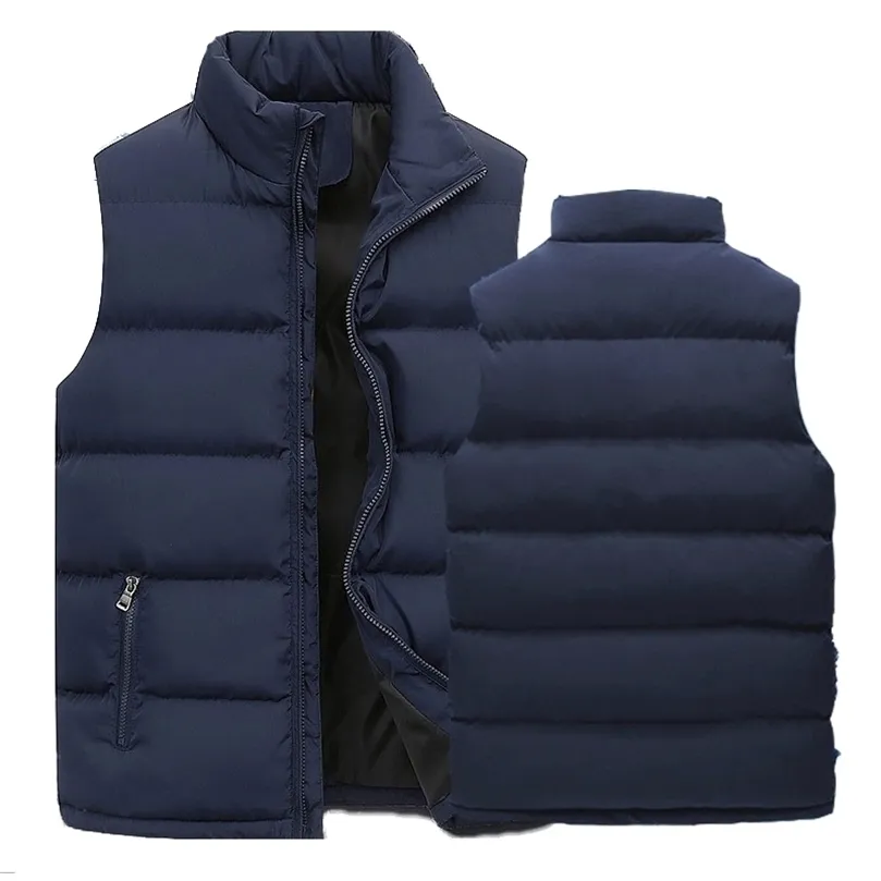 Mens Vests Mens Jacket Sleeveless Zipper Down Vest Autumn Winter Warm Standup Collar Oversize Puffer Vest Men 221010