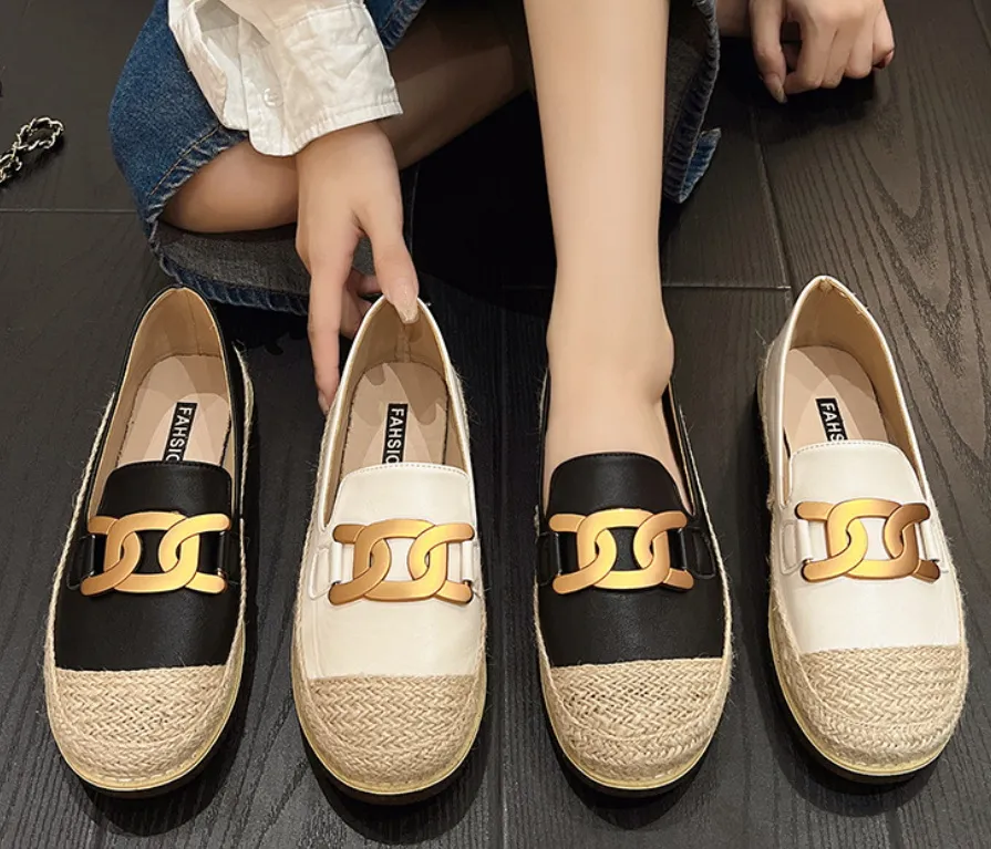 Weaving Grass Fisherman Shoes for Women In Spring 2024 New and New Xiaoxiangfeng Loafers Casual Shoes