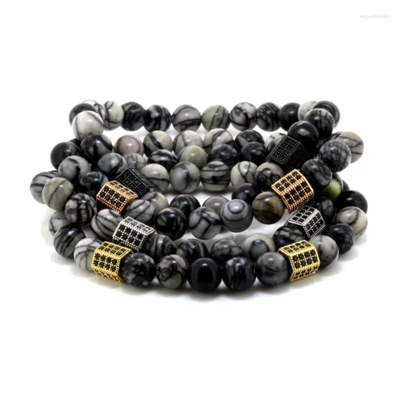 Pulseras con abalorios para hombre, Pulsera clásica con cuentas, joyería de piedra de alta calidad con hexágono, regalo de amistad BR165