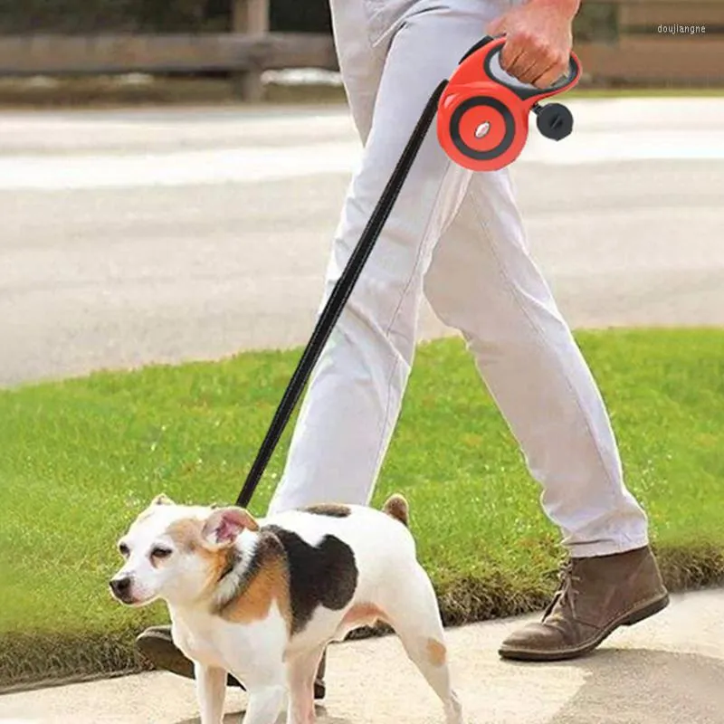 Dog Collars 5m/8m Retractable Roulette Leash With Poop Bag Automatic Extending Adjustable Travel Walking Pet Traction Rope Supplies