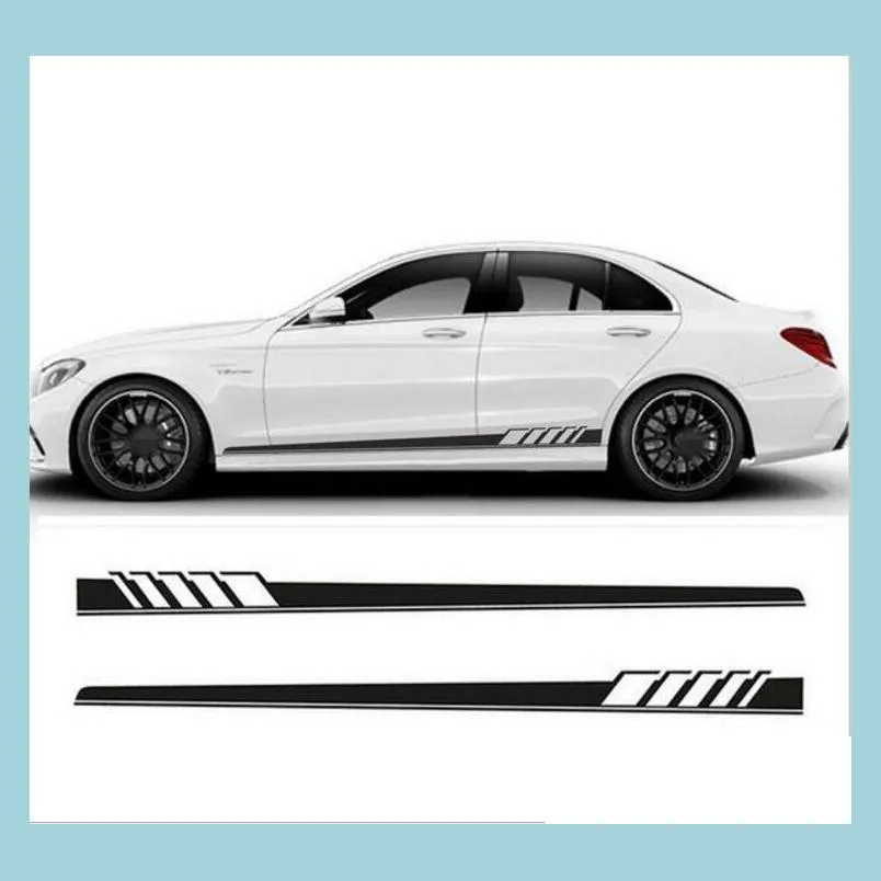 Adesivos de carro Novo adesivo de decoração de saia lateral 2pcs/set edição para benz c classe W205 C180 C200 C300 C350 C63 AMG Drop Delivery 2022 Dhaun