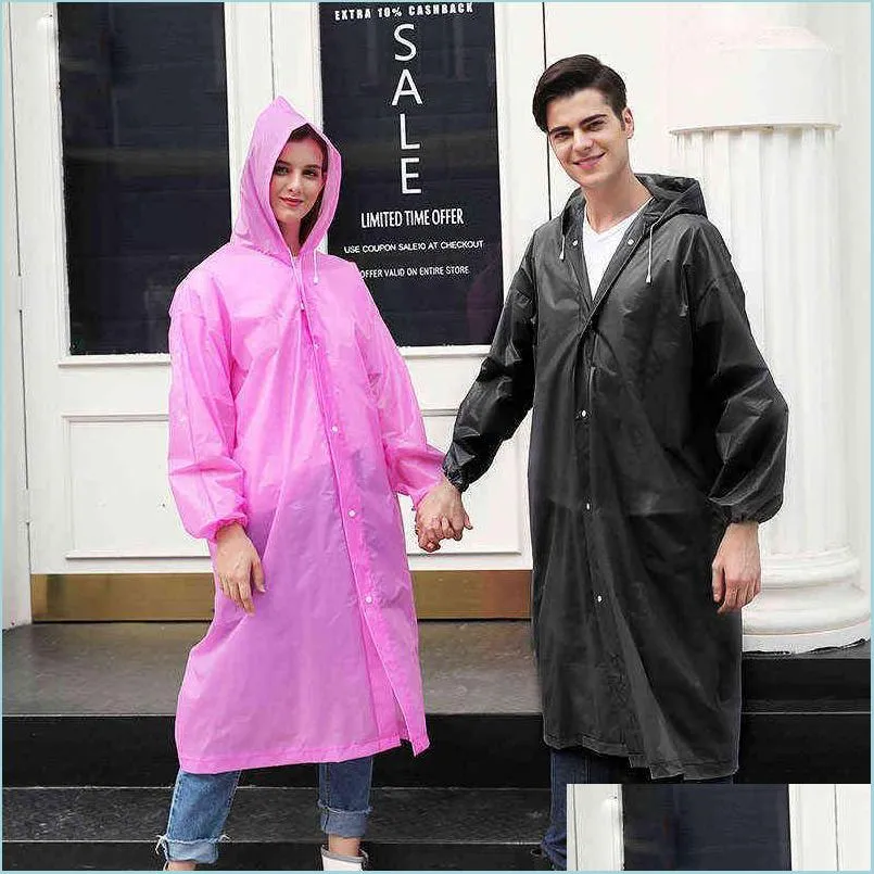 Regenmäntel Wiederverwendbare Regenmantel Frauen Regenbekleidung Männer Poncho Undurchdringliche Eva Regenjacke Kunststoff Mode Er Mit Kapuze Capa De Chuva Drop Deliv Otcnj