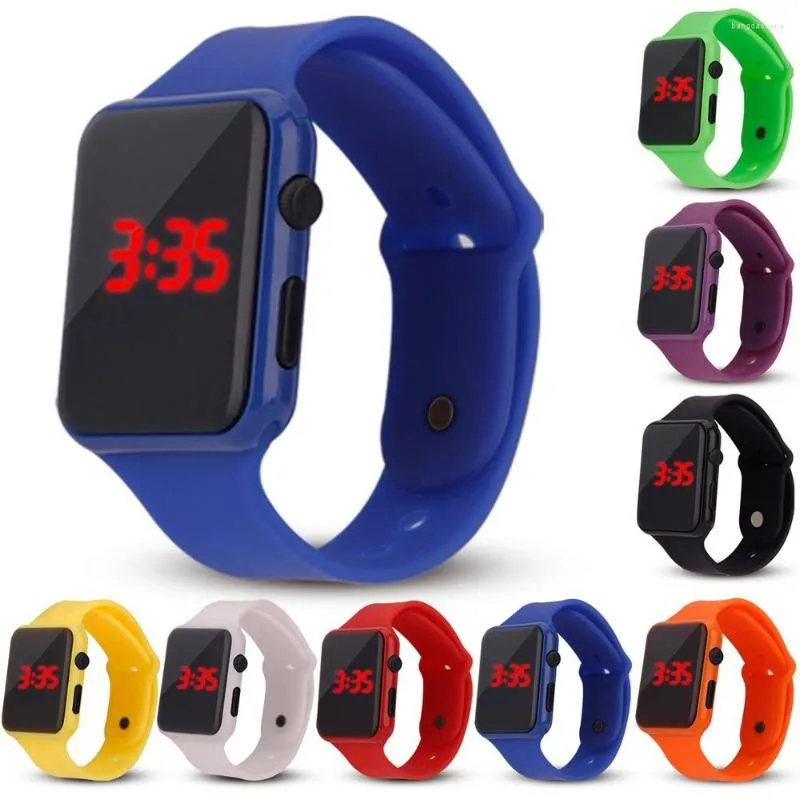 Wristwatches Students Watch Kids LED Digital Watches Women Electronic Sports Silicone Square Men Wristwatch Clock