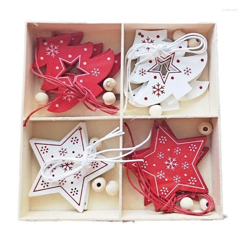 Christmas Decorations Wooden Pendants Set Of 20 XmasTree Hanging Ornament For Home Party DIY Wood Chips Crafts R7UB