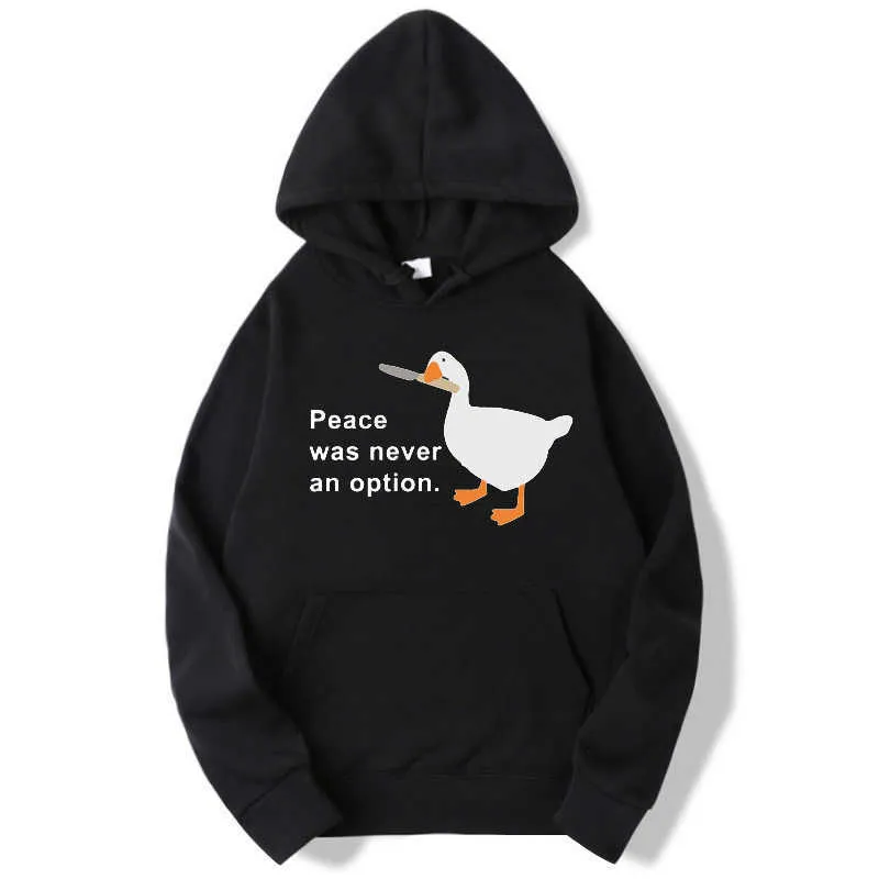 Herrtröjor tröjor huvtröjor män 2022 Autumn Winter Sudadera Hombre Peace var aldrig ett alternativ gås hoodie unisex hooded för män kvinnor tröjor t221008