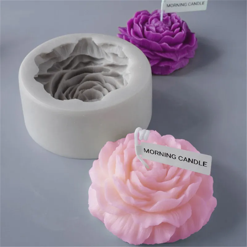 Grande peony silicone molde rosa flor de aromaterapia diy cenas de gesso resina flor flor de feriado de feriado de feriado de casamento decoração de casa mj0881