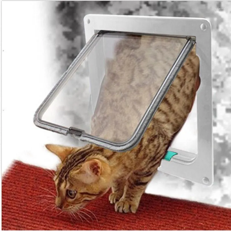 Kedi Taşıyıcılar Akıllı Pet Flep Kapı 4 Yollu Kilitleme Güvenlik Kilidi Abs Köpek Kontrol Edilebilir Anahtar Yön Kapıları Küçük Malzemeler