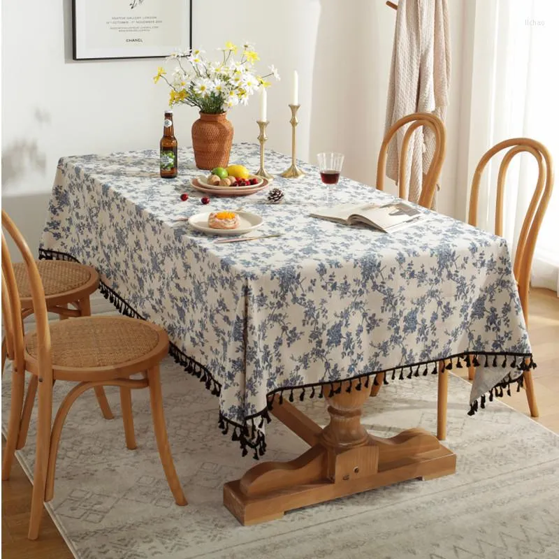 Table Cloth Retro Floral For Tapete Rectangular Tablecloth Cotton And Linen Wedding Decoration Cover Nappe De