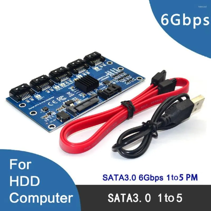Câbles d'ordinateur carte d'extension SATA 1 à 5 ports SATA3.0 contrôleur carte mère 6Gbps multiplicateur Riser adaptateur pour ordinateur HDD