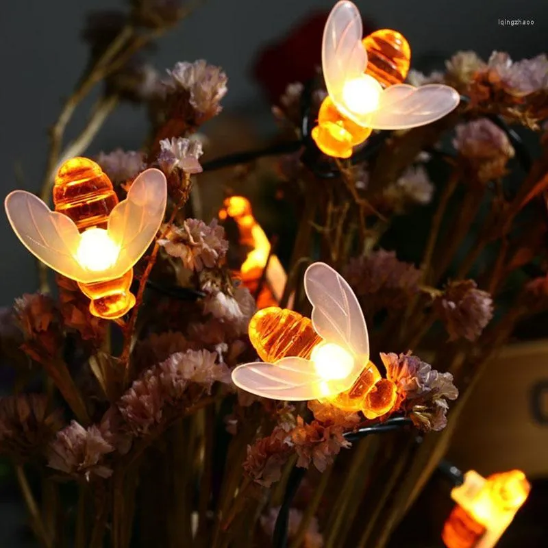 Strings 7M 30LED Bee Shaped LED String Lights Battery Operated Christmas Garlands Fairy For Holiday Party Garden Decor