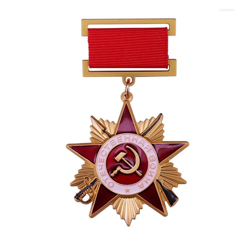 Broches La Medalla de la Guerra Patriótica Insignia Unión Soviética Orden Rusia Estrella Roja Broche Vintage URSS Comunista Joyería Militar
