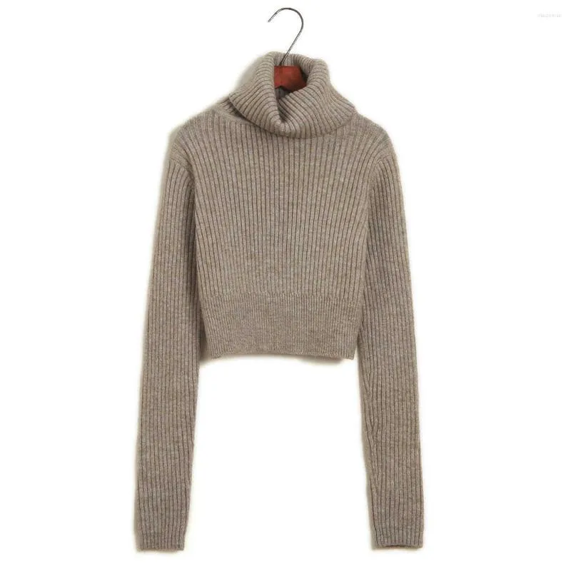 Women's Sweaters Turtle Neck Sweater Women Crop Knit Top Pullover Short High Waist Wooler Thick Shirt Long Sleeve Winter Jumper