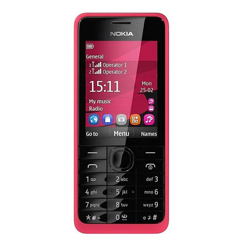 元の改装された携帯電話Nokia 301 3G GSM 2.4インチ2MPカメラデュアルSIMロック解除携帯電話