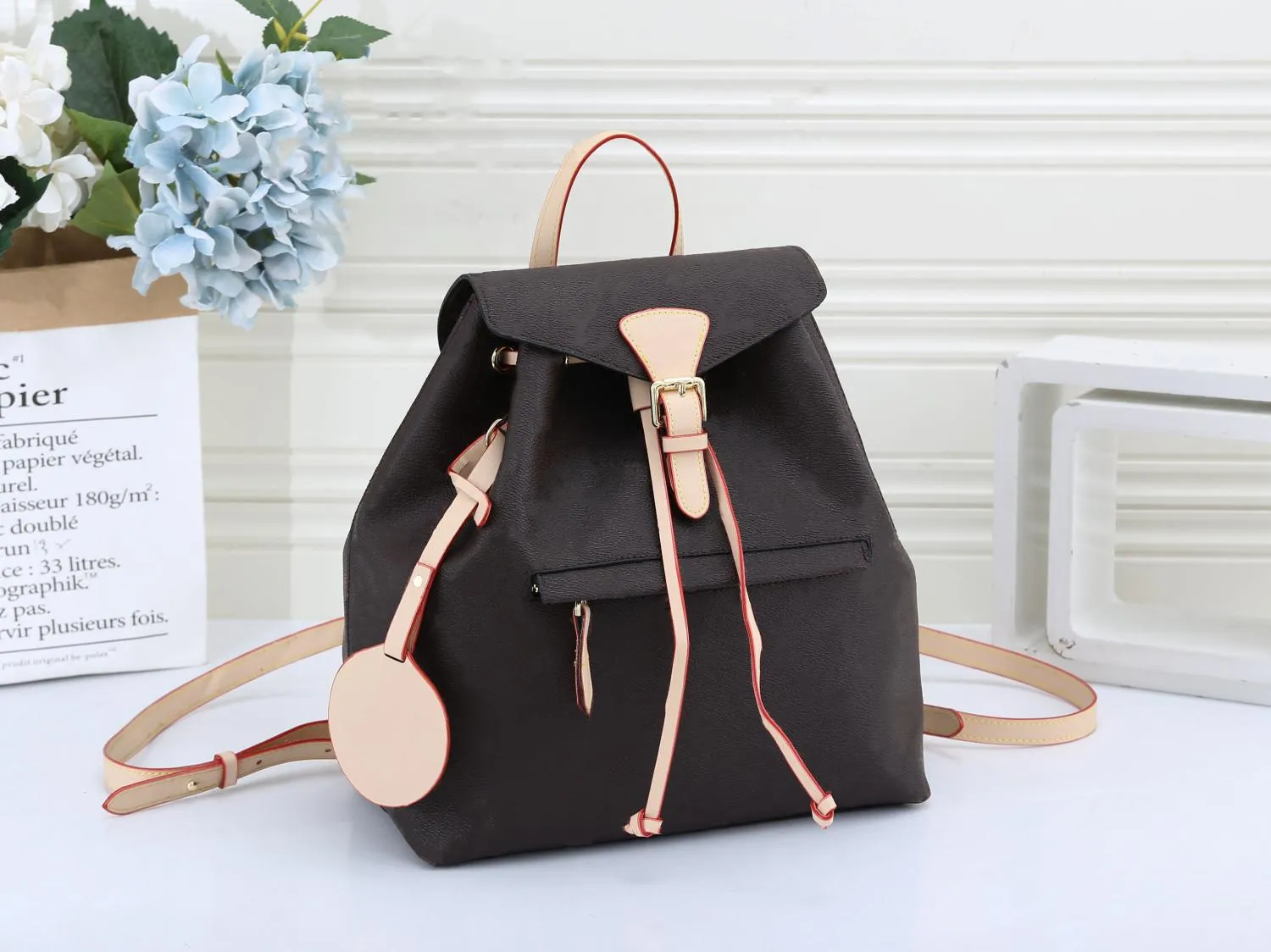2022 Sperone Montsouris Backpack Luxurys Tasarımcıları Sırt Çantaları Kadın Okul Çantası Erkek Satchel Deri Omuzlar Bag Lady Cep Telefonu Çanta