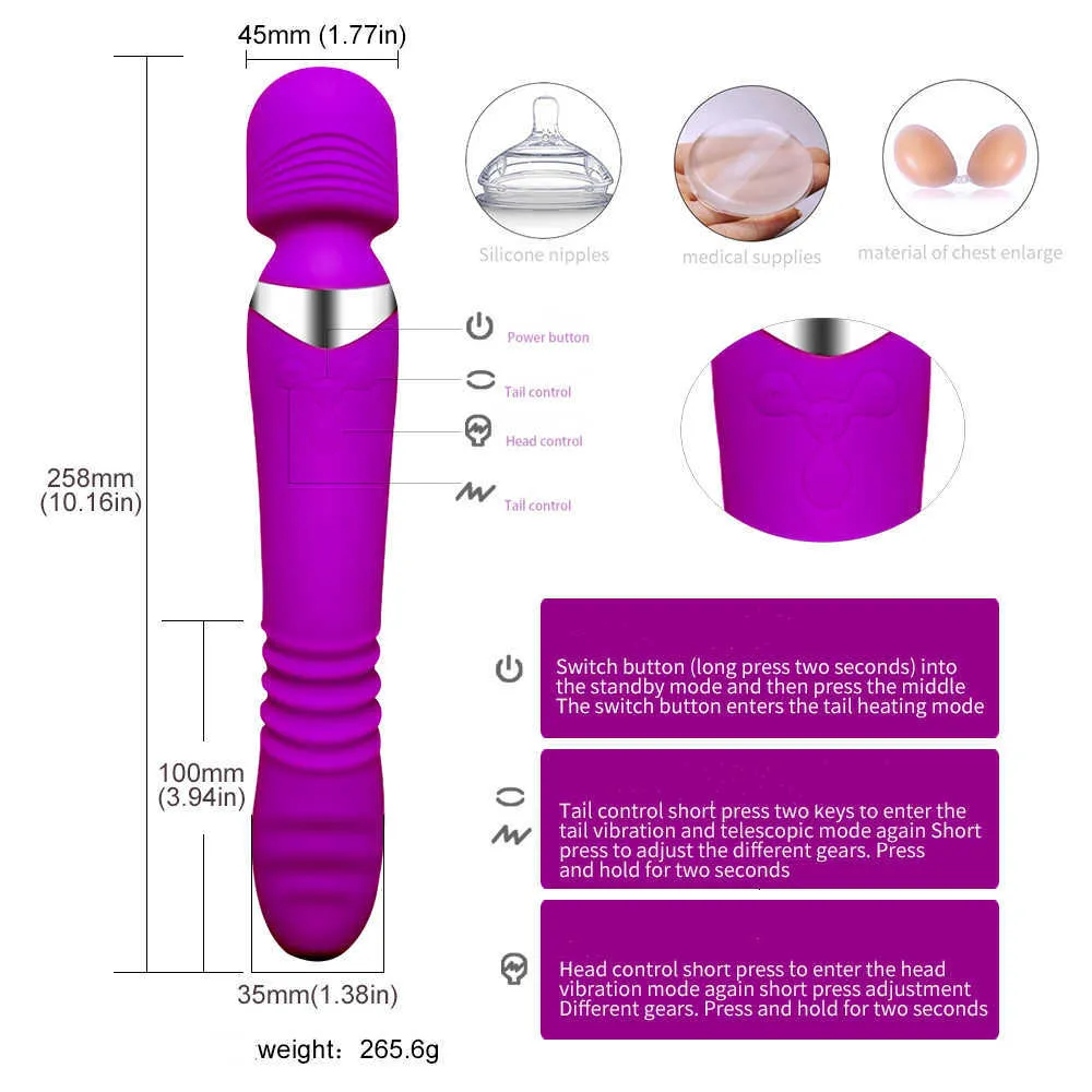Wibrator z zabawkami seksu Afrodyzja Massager Wand Geating Stretch Dildo G Spot dla kobiety potężne zabawki dla dorosłych