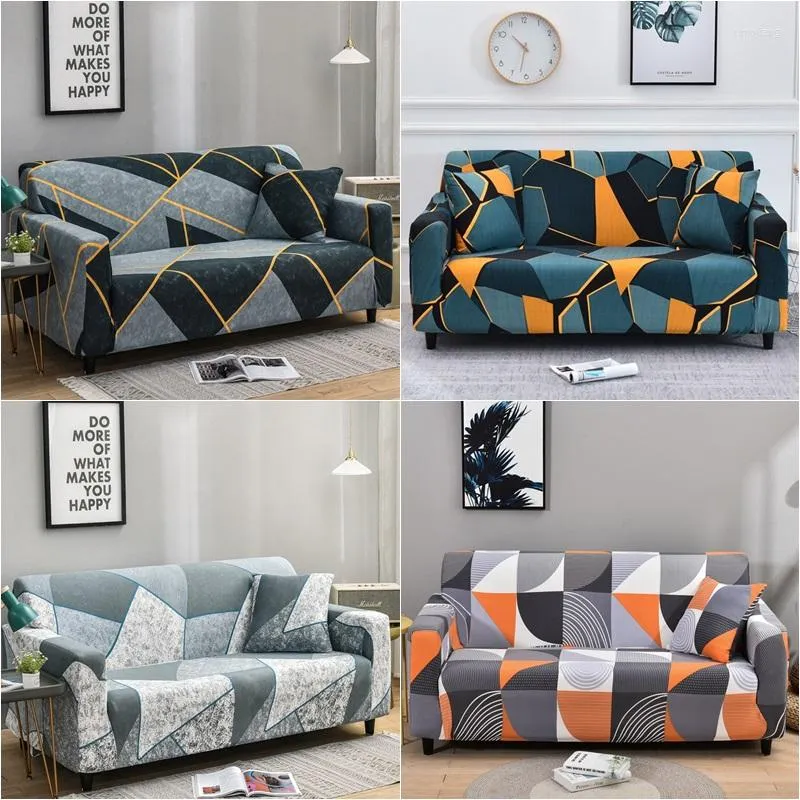 Tampas da cadeira 1/2/3/4 do lugar Geometria de sofá elástico Spandex Couch L Shape Shaise Protetor de móveis de capa deslizante LONGE