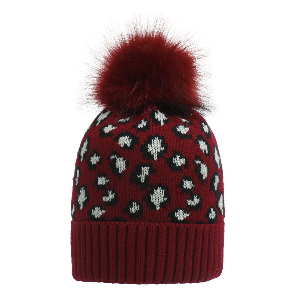 Gorro de punto con pompón de piel para mujer, gorros tejidos de lana para invierno, gorros para mantener el calor al aire libre, gorros YSJ49