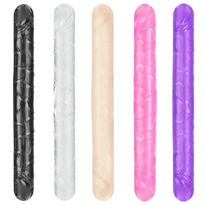 Big Massager Vibrator Head Long Jelly Realistische Double Ended Dildo Flexibele Penis Women Masturbator Sex Toys for Lesbian Bujn