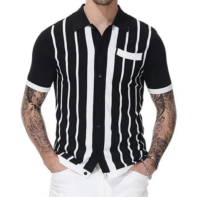 Herrpolos affärsmän vintage stickad poloshirt tee singel breasted t-shirt cardigan slim tshirts topp is siden långa ärmar polo skjorta rockar 5px8