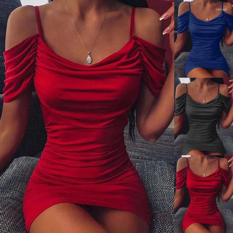 Casual Dresses Sexy Off Shoulder Smocked Bodycon Dress Women Strapless Mini Red Short Party Club Vestidos Drop