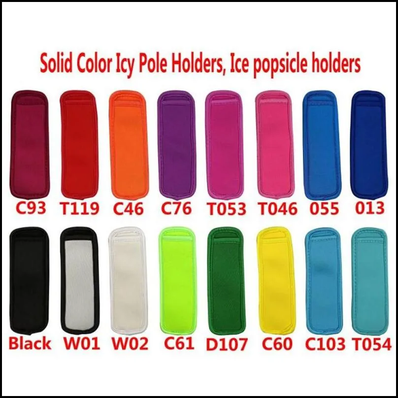 Ice Cream Tools 16 Colors Antizing Popsicles Bags Tools Zer Icy Pole Popsicle Holders Reusable Neoprene Insation Ice Pop Sleeves Bag Dhmwi